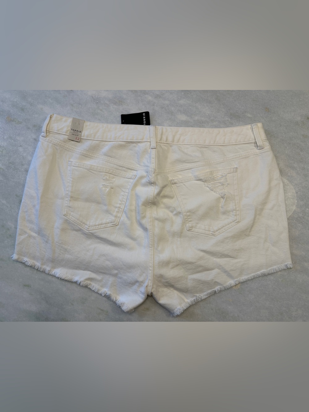 Torrid 22 - White Distressed High-Rise Denim Shorts - Picture 2 of 10